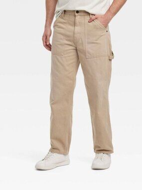 Goodfellow & Co - Men's Vintage Relaxed Straight Fit Utility Pants - Beige 36x32